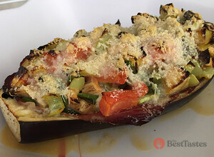 Baked eggplant with ham and parmesan - fitness recipe