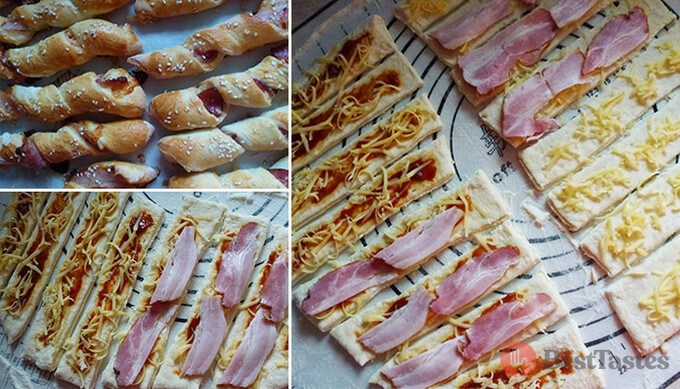 Recipe Delicious party Twister sticks with bacon and cheese