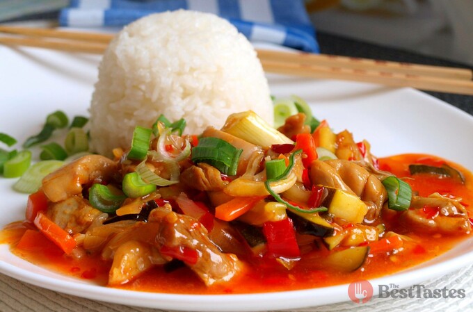 Recipe Chicken and vegetables in a sweet chili sauce