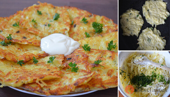 Recipe Excellent potato fritters with sour cream