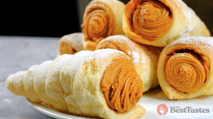 Recipe Puff pastry cones with caramel cream ready in 10 minutes