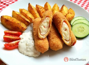 Recipe Ham and cheese fried rolls with baked potatoes